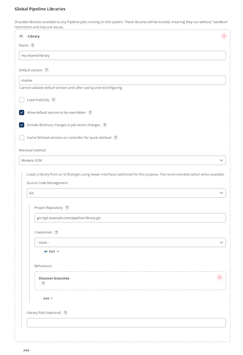 Configuring a 'Modern SCM' for a Pipeline Library